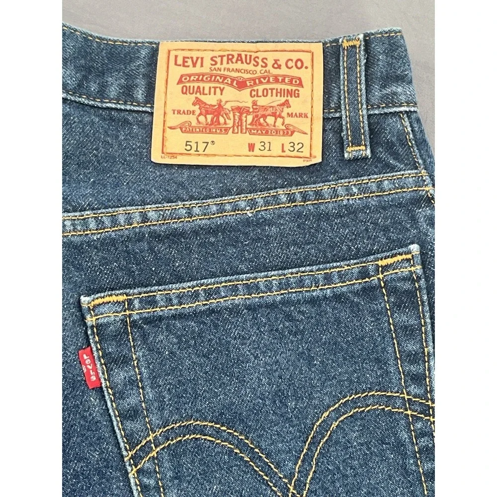 Vtg Levis 517 Jeans Mens W31 L32 Blue Cotton Bootcut Dark Wash At Denim Pants Y2